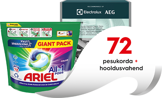 Selle toote ostmisel saad kingituseks Arieli pesukapslid 72 pesukorraks ning hoolduskomplekti!