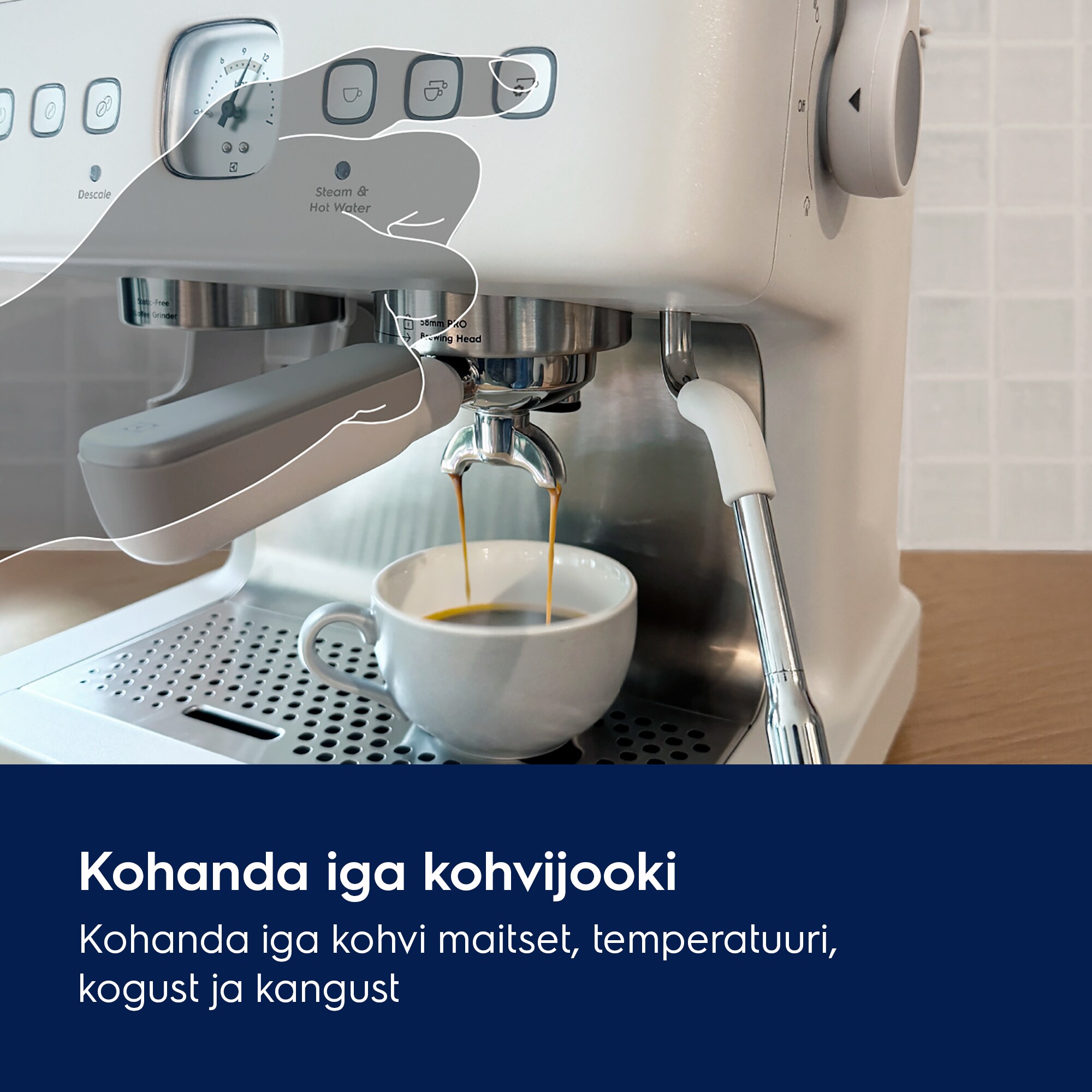 Kohanda iga kohvijooki Kohanda iga kohvi maitset, temperatuuri, kogust ja kangust.