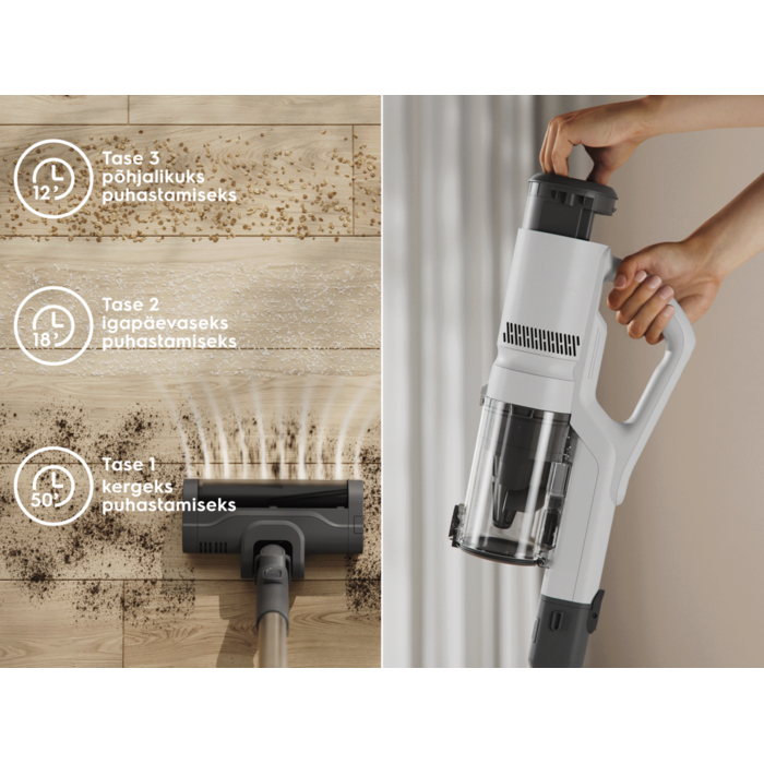 Tase 3 põhjalikuks puhastamiseks Tase 2 igapäevaseks puhastamiseks Tase 1 kergeks puhastamiseks