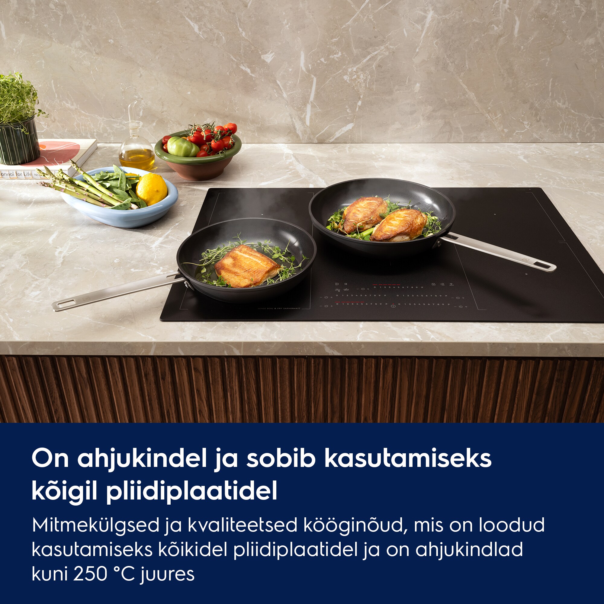On ahjukindel ja sobib kasutamiseks kõigil pliidiplaatidel Mitmekülgsed ja kvaliteetsed kööginõud, mis on loodud kasutamiseks kõikidel pliidiplaatidel ja on ahjukindlad kuni 250 °C juures.