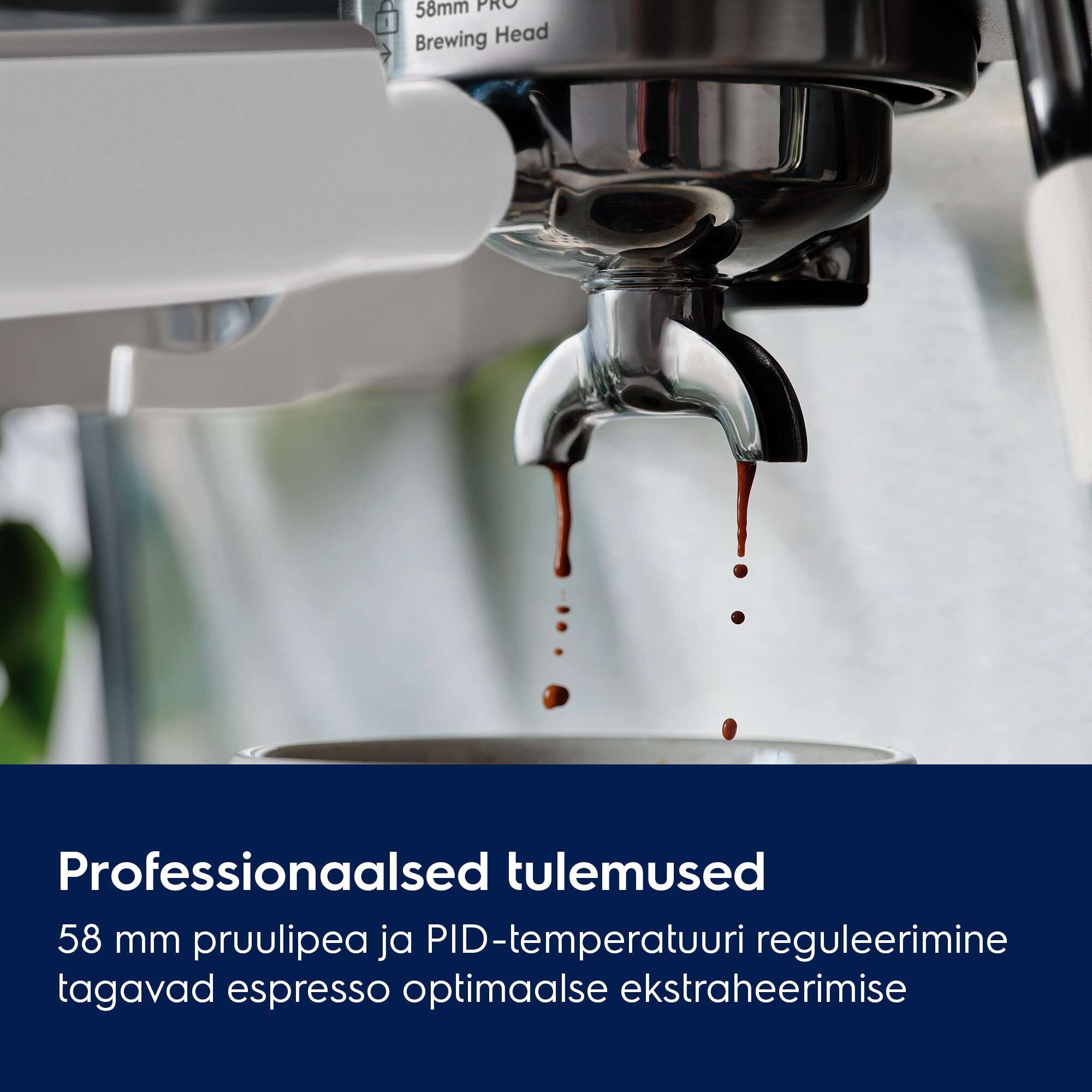 Professionaalsed tulemused. 58 mm pruulipea ja PID-temperatuuri reguleerimine tagavad espresso optimaalse ekstraheerimise