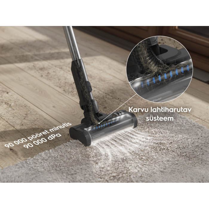 90 000 pööret minutis 90 000 dPa Karvu lahtiharutav süsteem