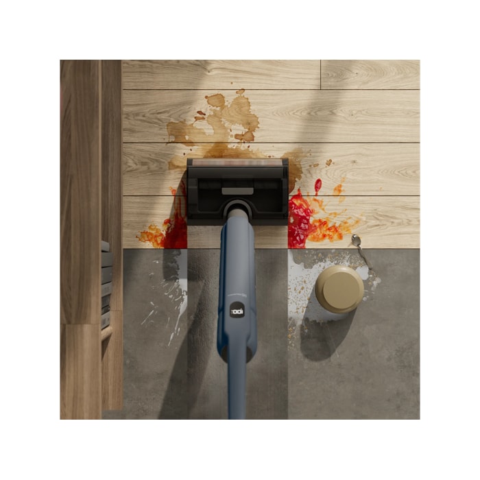Experience a deeper clean, twice as fast. 
 A powerful motor, tackles spills and stains with ease. It vacuums and mops in one smooth motion.
 With dual water tanks, only fresh water is used for a truly hygienic clean.