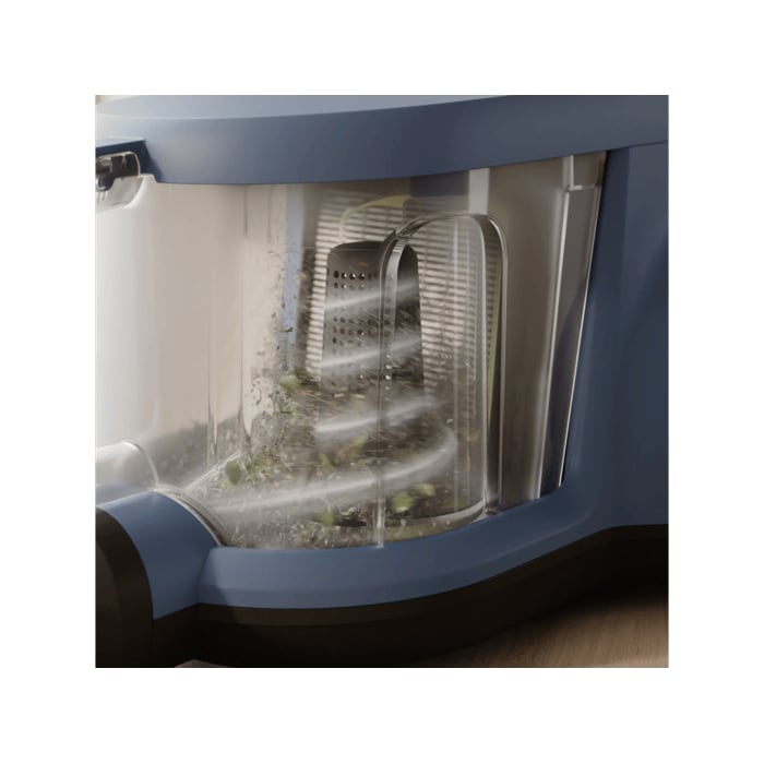 Vacuum cleaner with cyclone separator for efficient cleaning with less frequent bin emptying.*Based on internal test according to IEC 62885-2 edition 2.0.5.1.5, 10 & 5.12