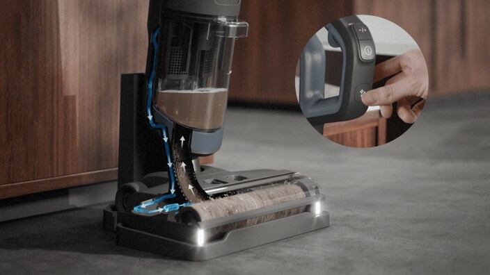 Vacuum self cleaning features