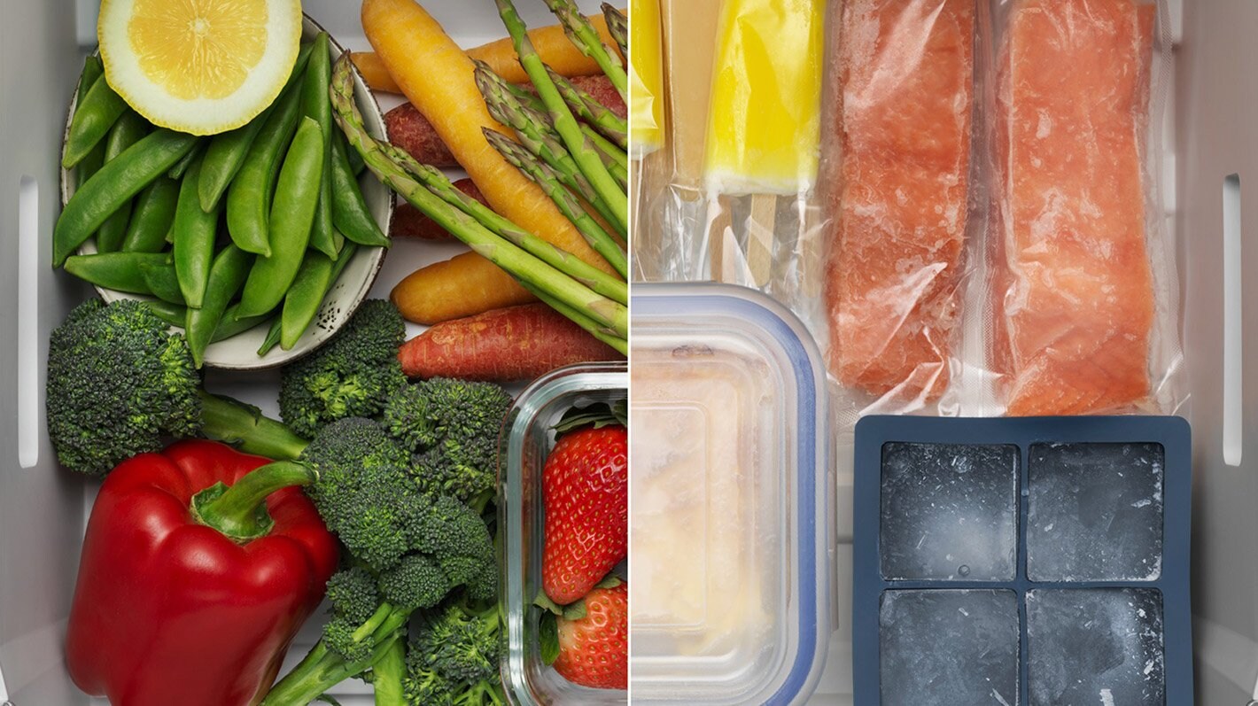 Förvaring av mat i förvaringslåda och vakuumförpackat