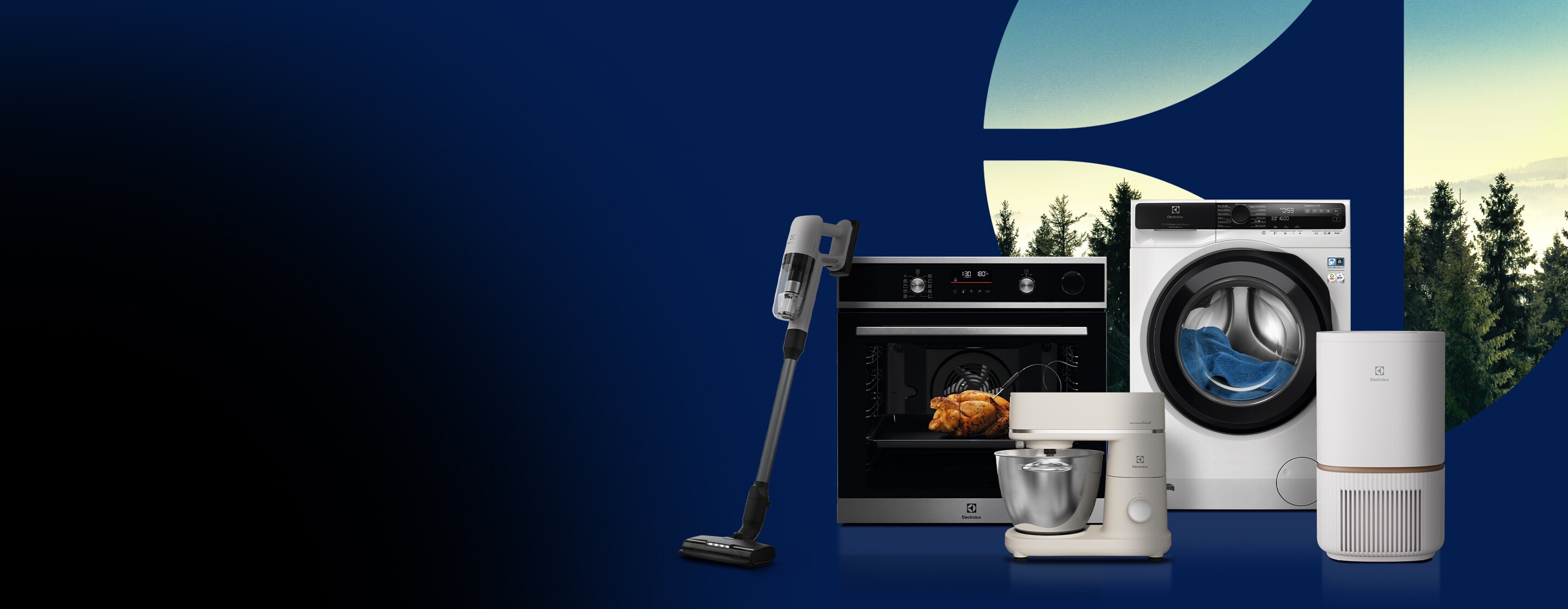 Electrolux products in blue background